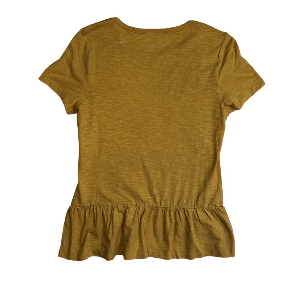d&co Naturals Mustard Yellow Ruffle Top Size XXS Short Sleeve Natural Materials - Picture 3 of 8